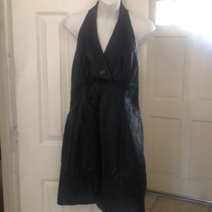 Hardly Davidson black leather halter purple cutout dress 40/12w
